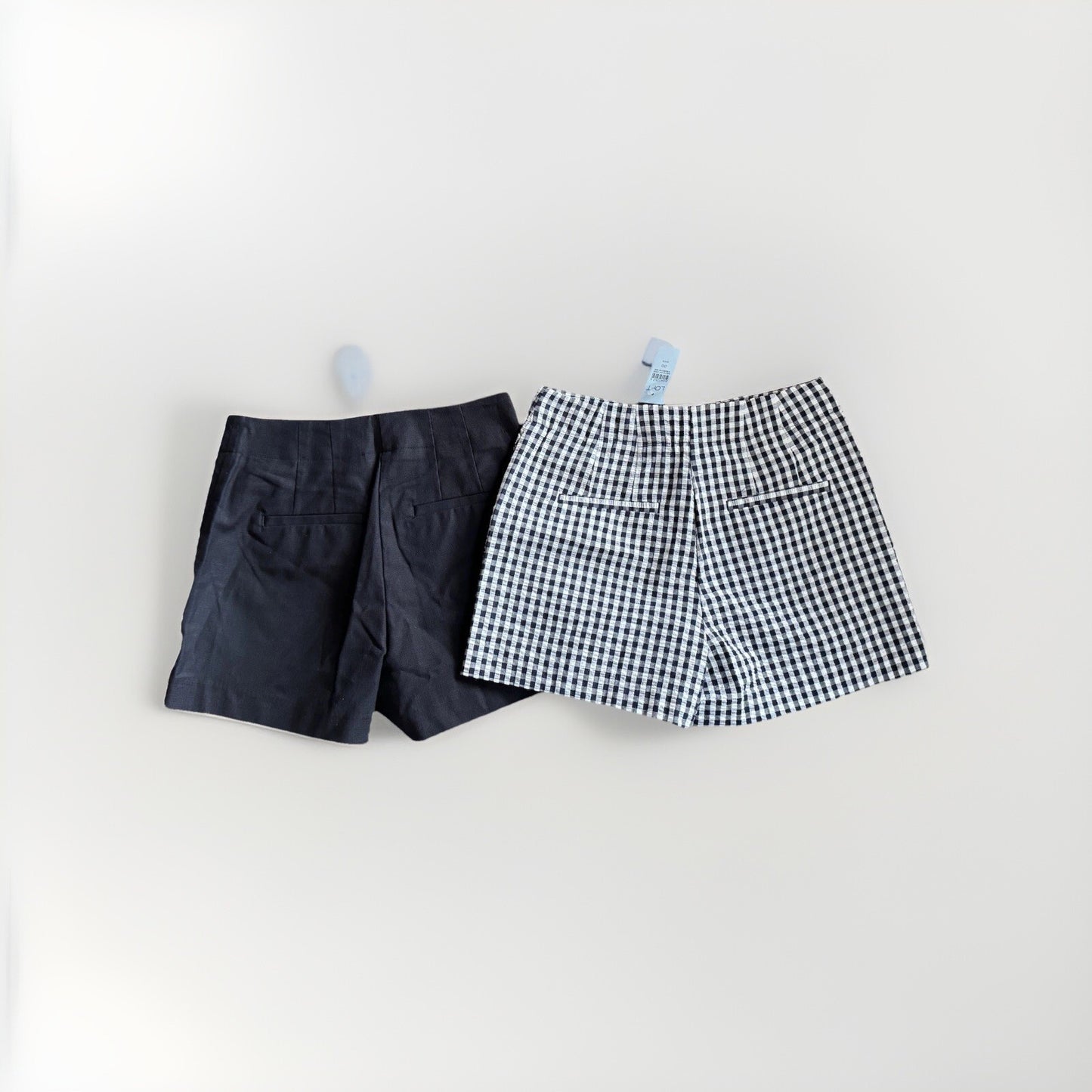 LOFT Petites Shorts Lot | Size 00P | Gingham Check & Solid Black | NWT | Summer 