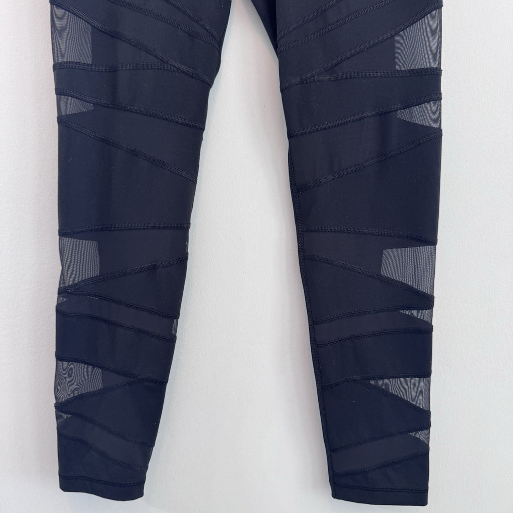 Victoria Sport Black Mesh Panel Leggings Women M Cropped Yoga Gym Pants