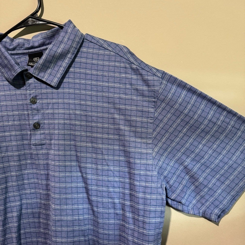 Nike Golf Dri-Fit Polo Shirt Men's XL Blue Plaid Check Pattern