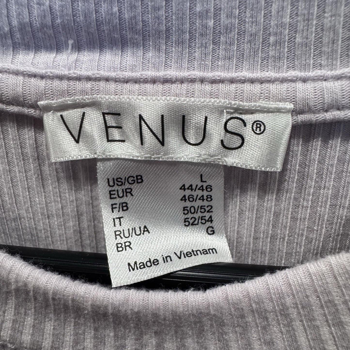 Venus Ribbed Long Sleeve Swing Dress Lavender Purple Size Large