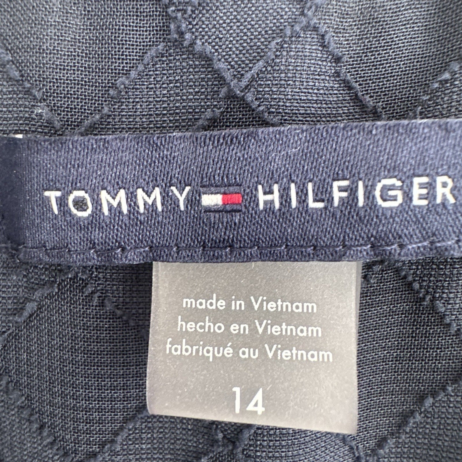 Tommy Hilfiger Navy Midi Dress 14 Sleeveless V Neck Lined