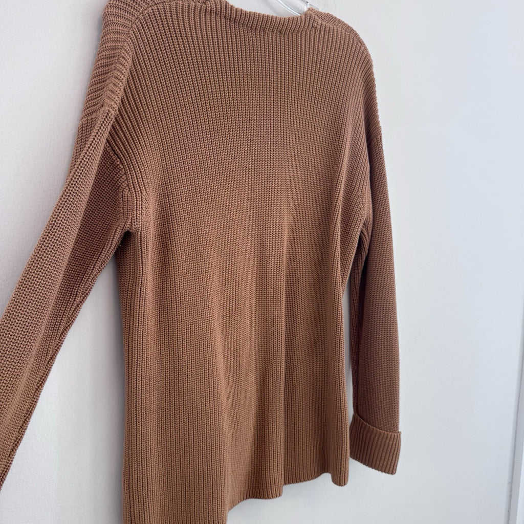 Free People Wrap Sweater Cardigan Small Brown Cotton Tie Waist Boho NWT Womens