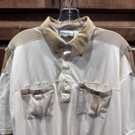 Classics by Palmland Vintage 90s Streetwear Collared Cream Tan polo Size XL