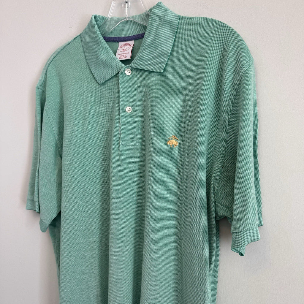 Brooks Brothers 346 Performance Polo Shirt Mens Large Green Pique Original Fit