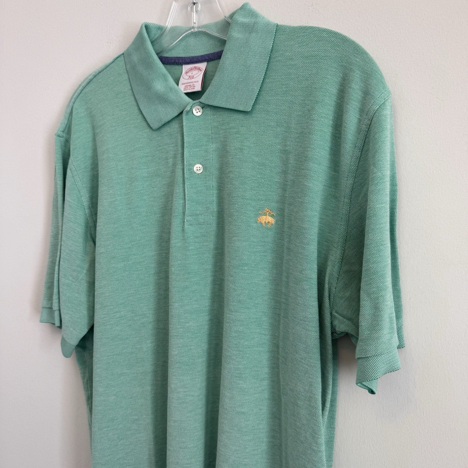 Brooks Brothers 346 Performance Polo Shirt Mens Large Green Pique Original Fit