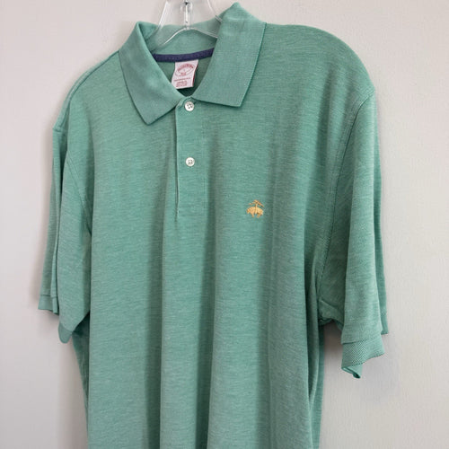 Brooks Brothers 346 Performance Polo Shirt Mens Large Green Pique Original Fit