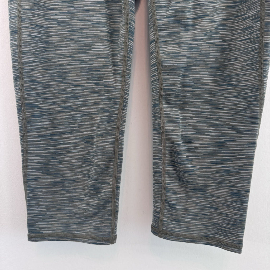 Athleta Capri Leggings Women Medium Gray Blue Space Dye Yoga Workout