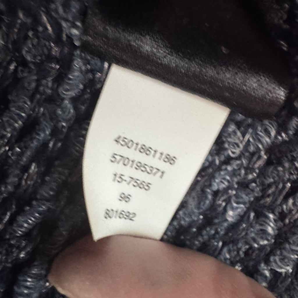 White House Black Market Fringe Knit Cardigan Blue Small Open Front