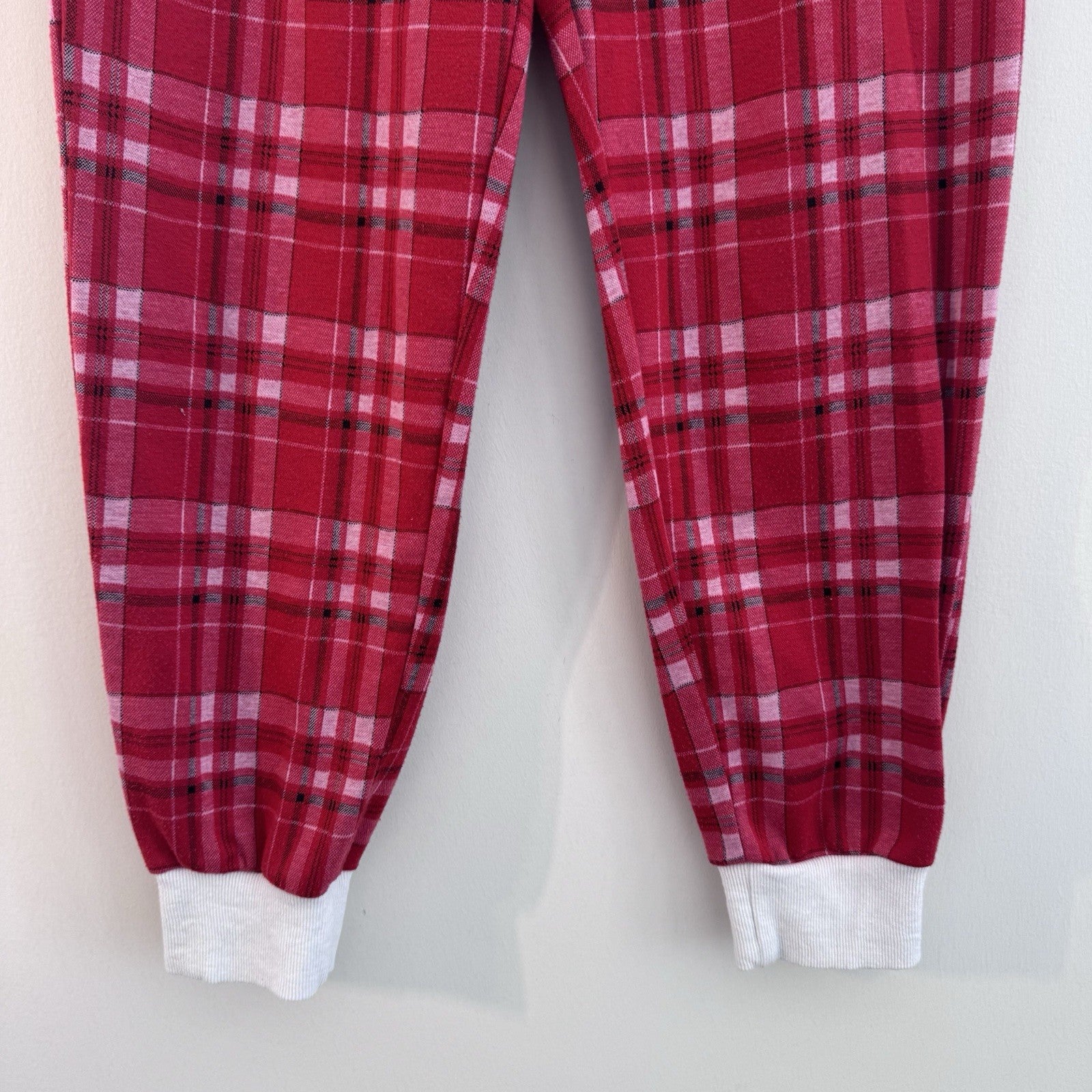 Pink Lily Women’s Pink Plaid Jogger Lounge Pajama Pants Size L Drawstring Cozy