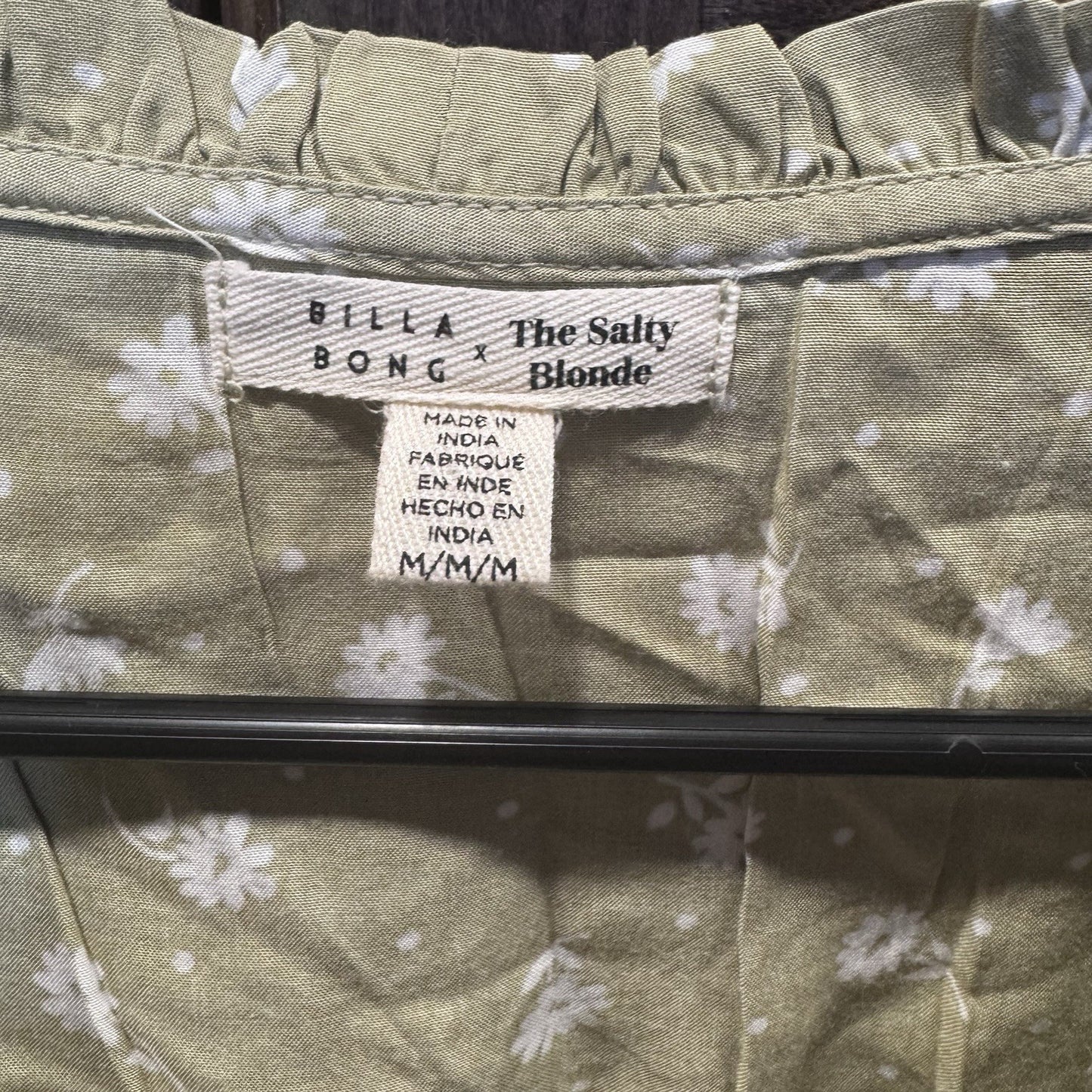 Billabong x The Salty Blonde Floral Wrap Mini Dress – Olive Green, Size M, Eco