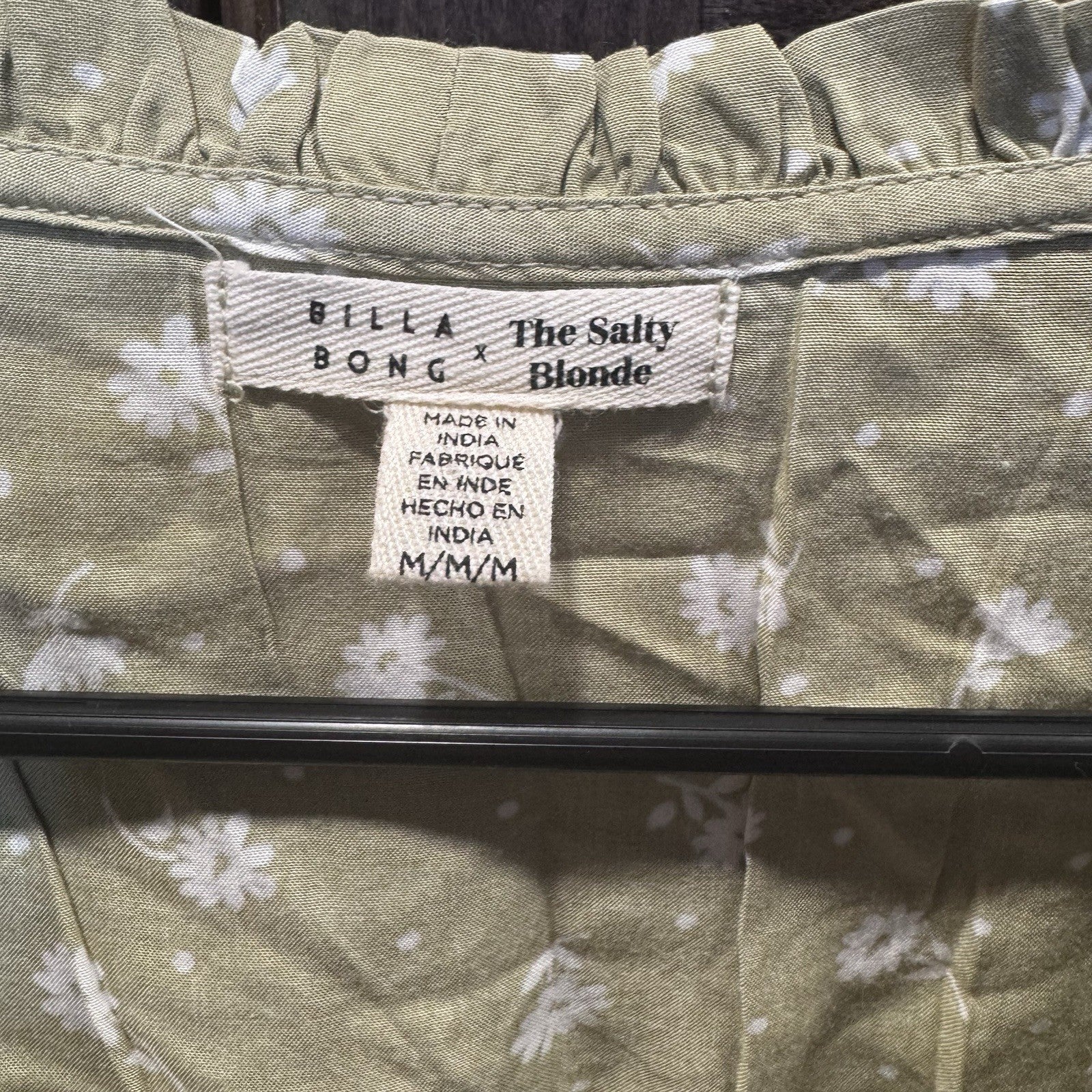 Billabong x The Salty Blonde Floral Wrap Mini Dress – Olive Green, Size M, Eco