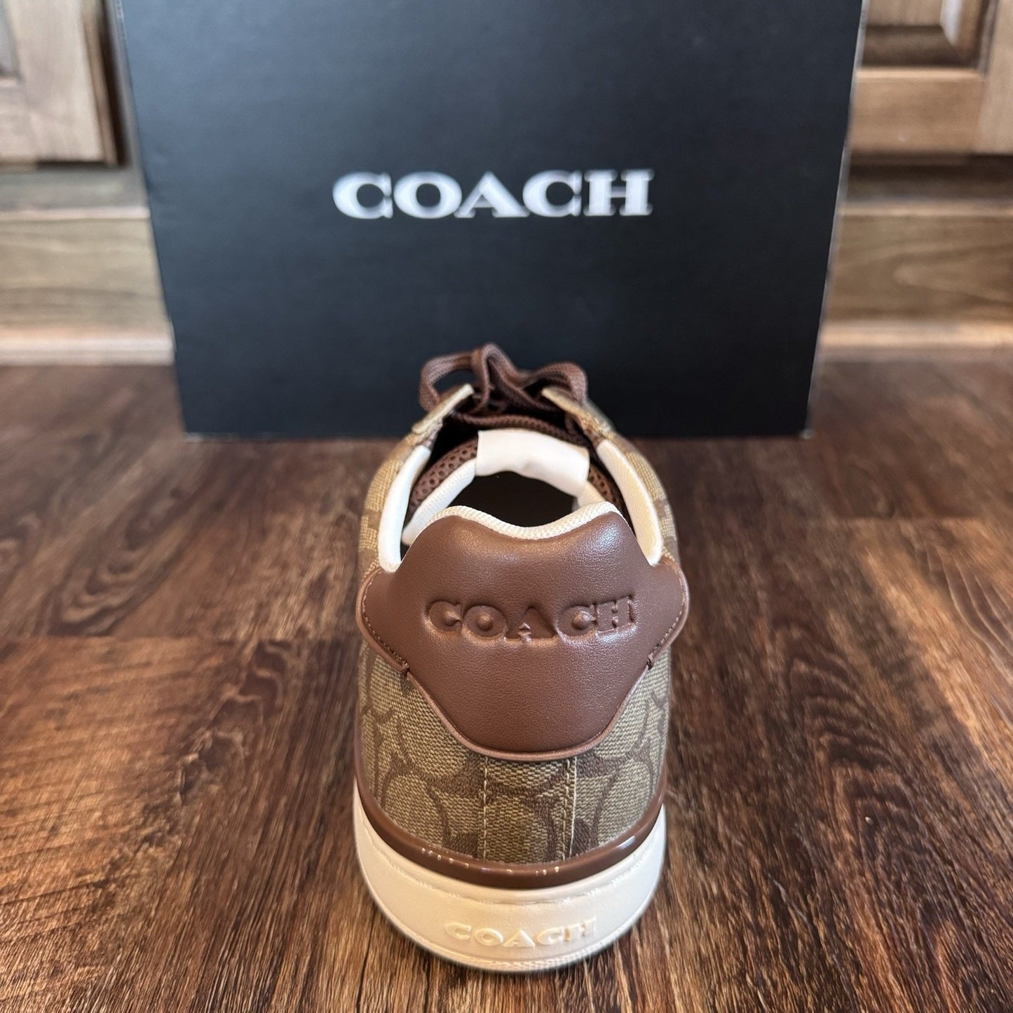Coach Clip Signature Low Top Sneaker Khaki Saddle Brown Men's Size 13 NEW