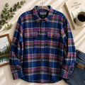 Patagonia Organic Cotton XL Plaid Flannel Shirt Blue Purple Button Up