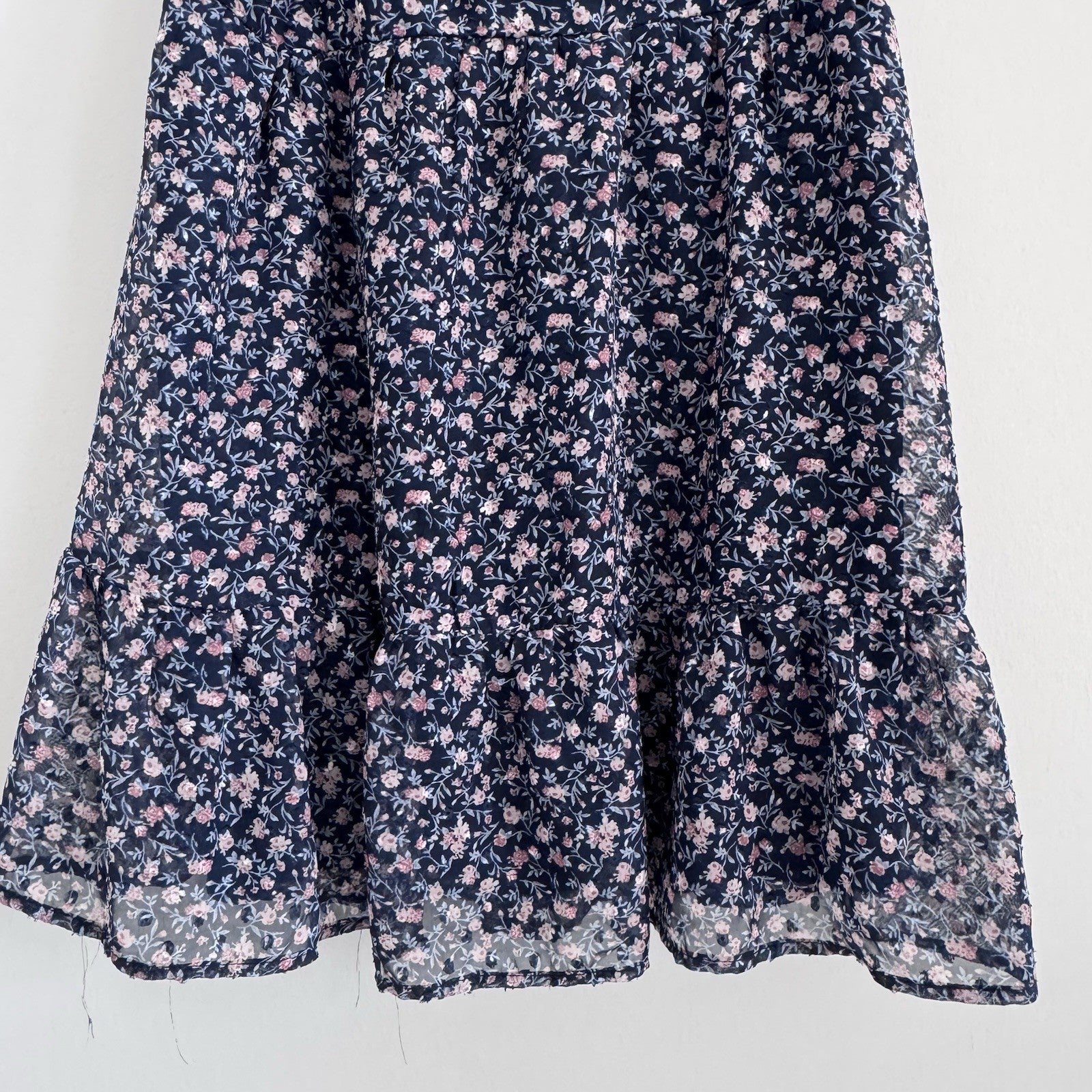 Altar’d State Navy Floral Puff Sleeve Mini Dress Cottagecore XL