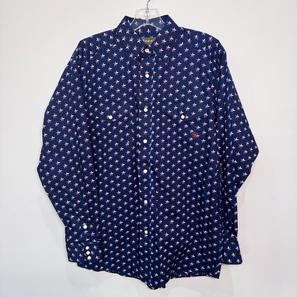 Ariat Men’s S Nosson Western Shirt Texas Star Print Snap Long Sleeve NWT