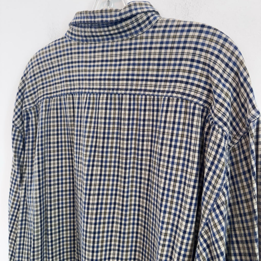 Abercrombie & Fitch XL Plaid Button Up Shirt Blue Beige Cotton Flannel