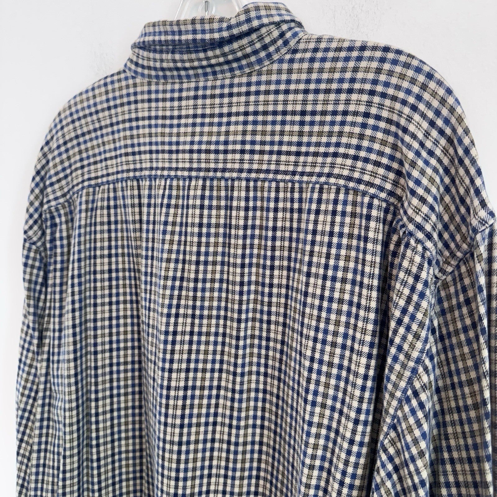Abercrombie & Fitch XL Plaid Button Up Shirt Blue Beige Cotton Flannel