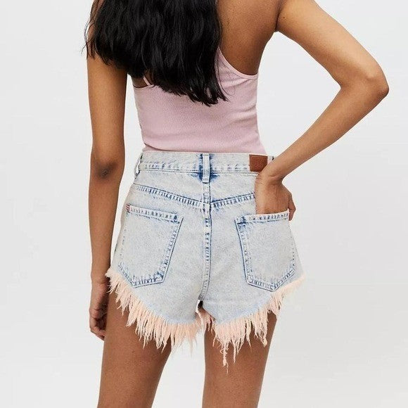 Urban Outfitters BDG High-Waisted Cheeky Denim Short – Pink Acid Wash