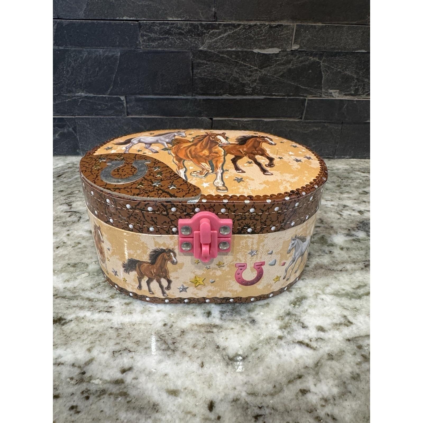 Hot Focus Dashing Horse Oval Shaped Musical Jewelry Box