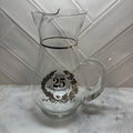 Vintage Silver 25th Anniversary Glass Pitcher Carafe Gold Trim Weston