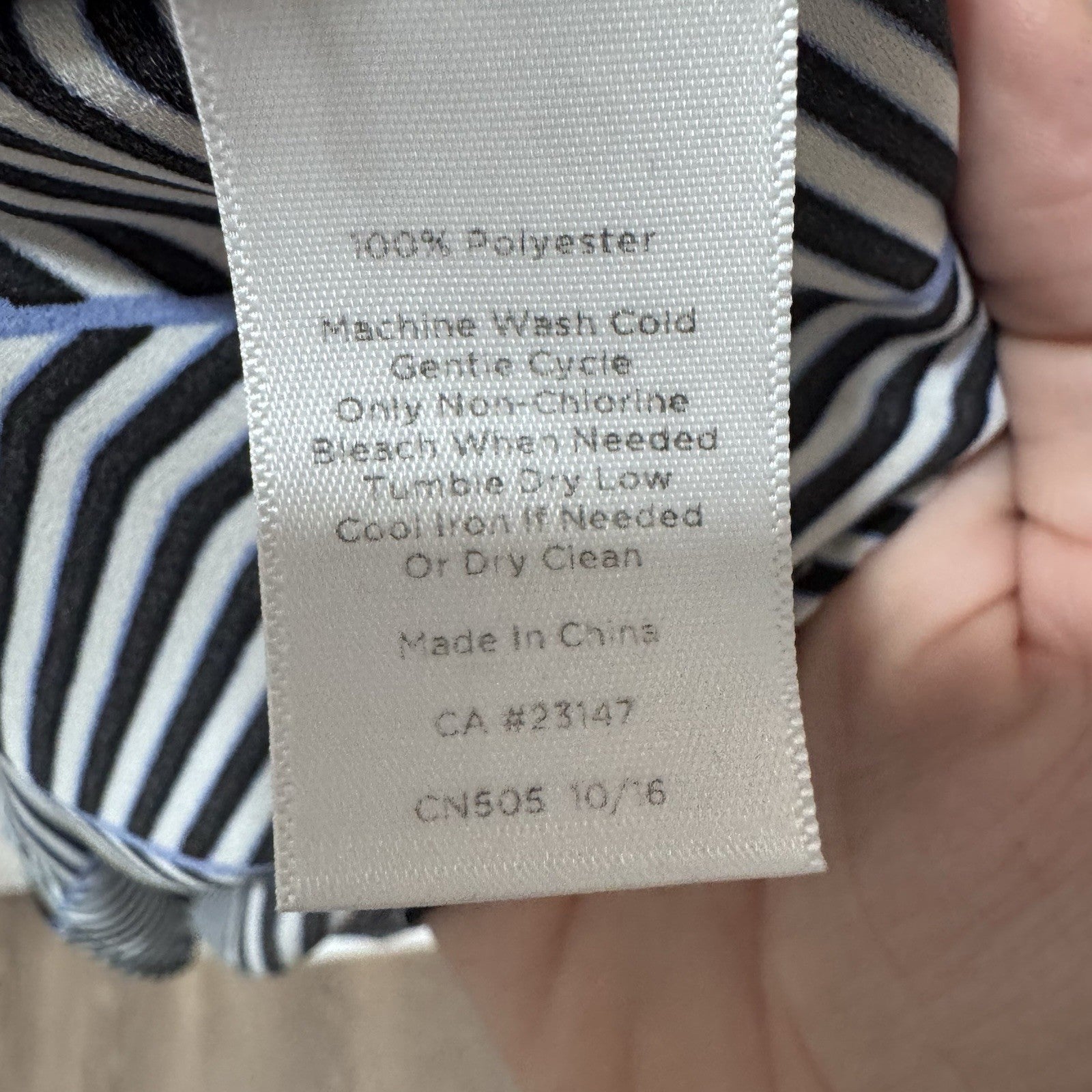 Talbots Petites Small Blouse Black White Stripe Geometric Long Sleeve Top