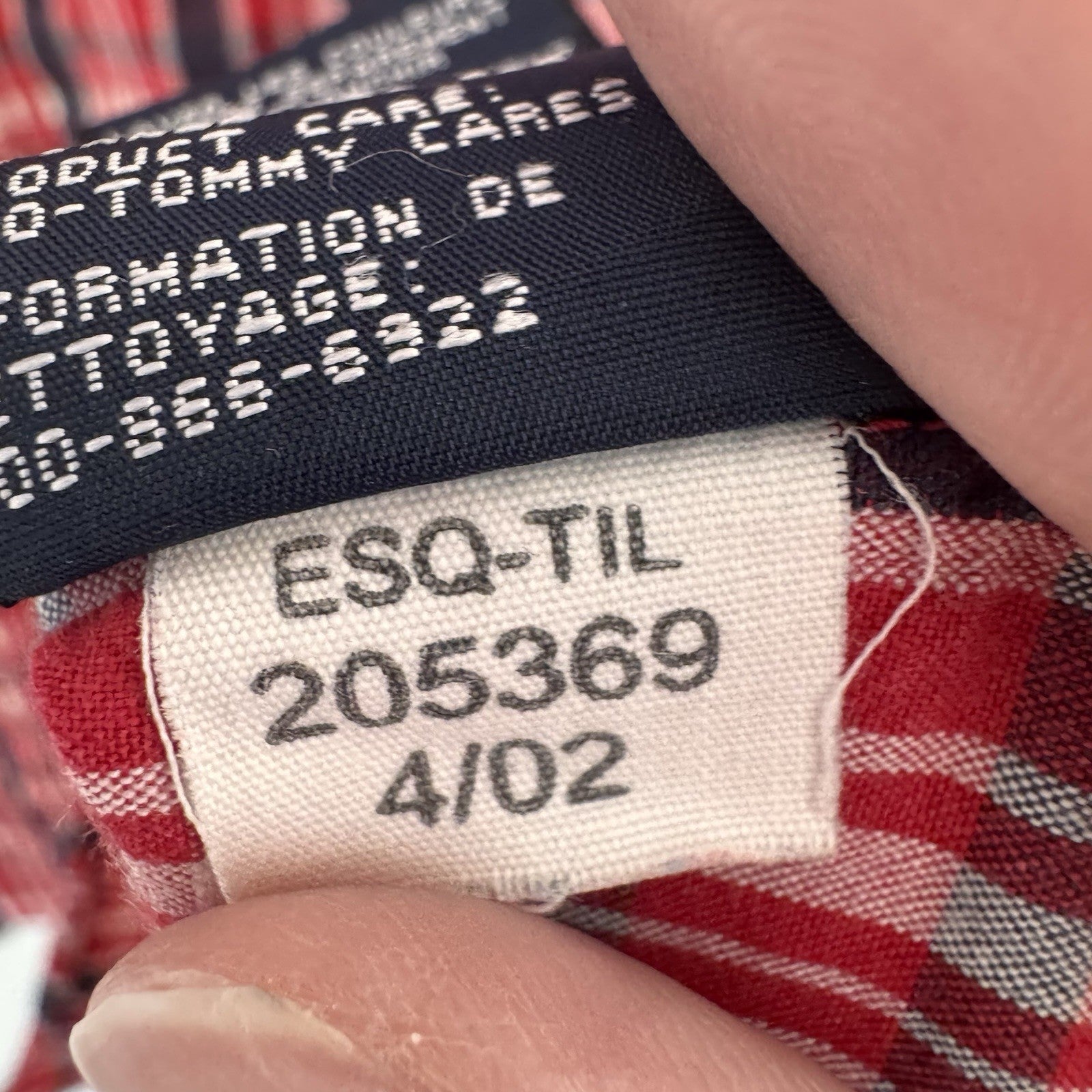 Vintage Tommy Jeans Shirt Mens XL Red Plaid Button Down Y2K Cotton Logo