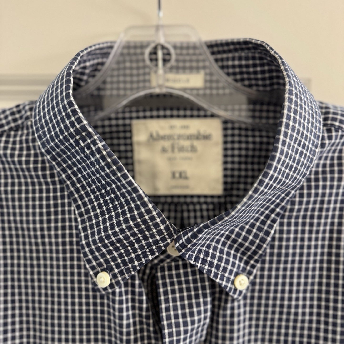 Abercrombie & Fitch XXL Blue Check Shirt Button Down 100% Cotton Long Sleeve ‘11