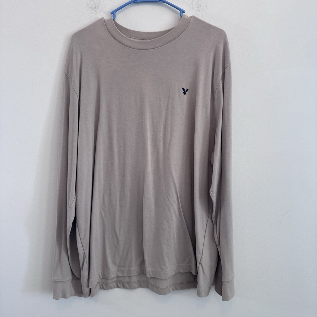 American Eagle Super Soft Long Sleeve T Shirt Taupe Beige XL Men’s Logo Tee