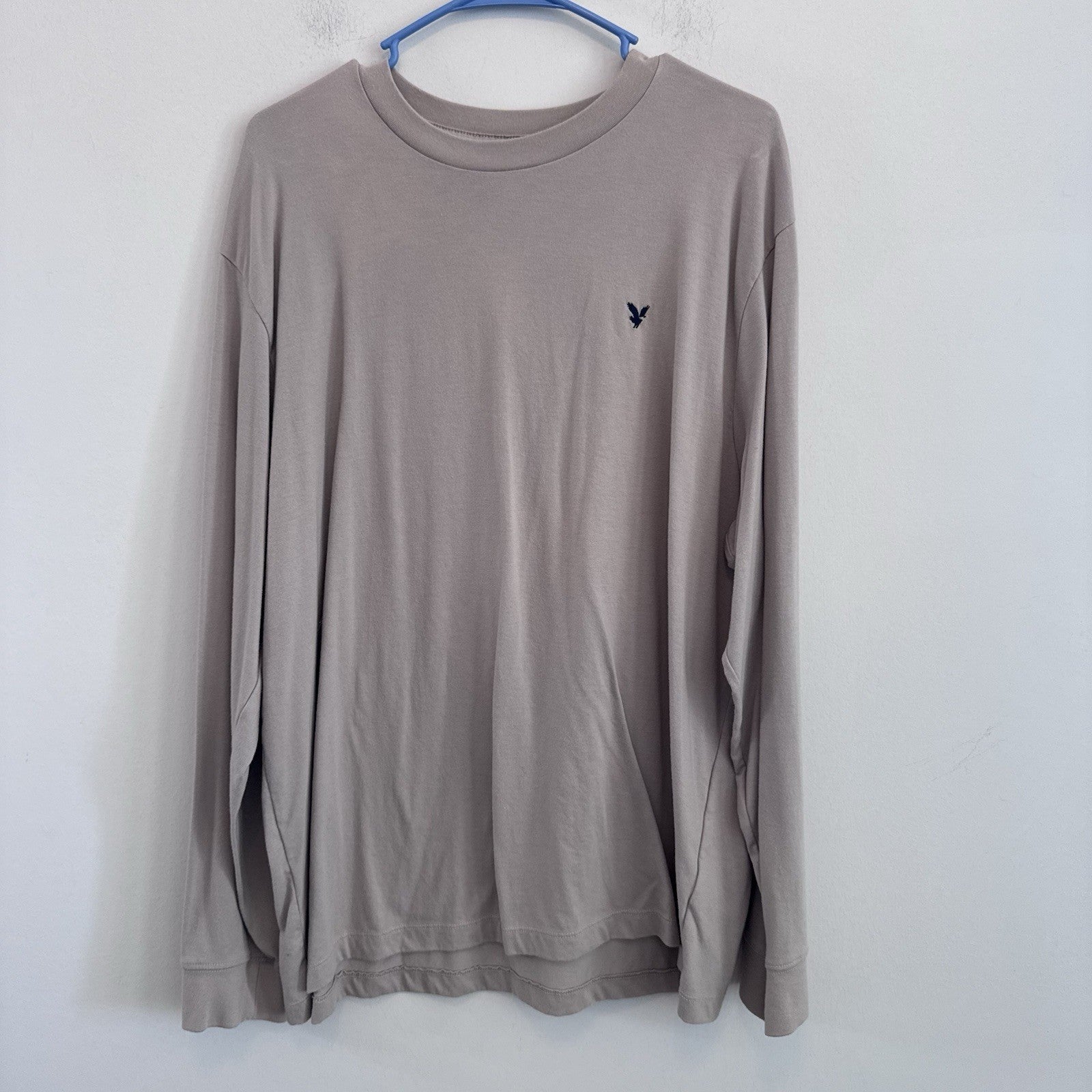 American Eagle Super Soft Long Sleeve T Shirt Taupe Beige XL Men’s Logo Tee