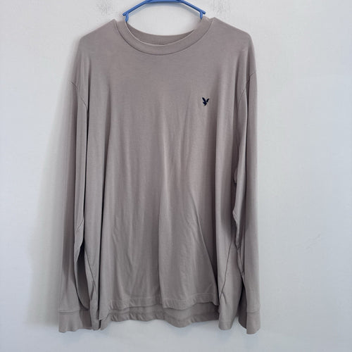 American Eagle Super Soft Long Sleeve T Shirt Taupe Beige XL Men’s Logo Tee