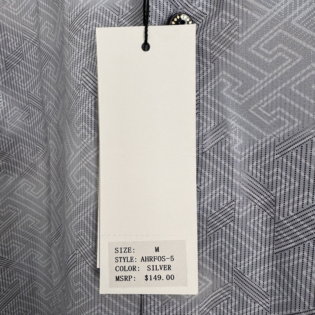 American Breed Smart Shirt Mens Medium Silver Metallic Geometric ss NWT
