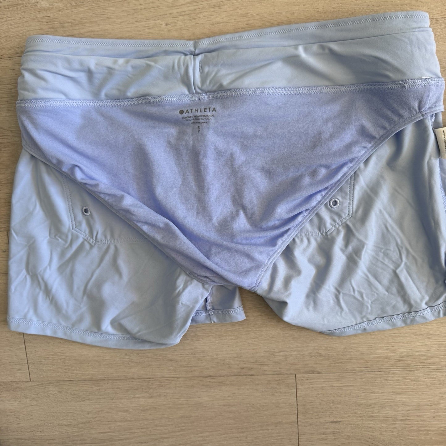 Athleta Womens Light Blue Athletic Shorts Drawstring Lined Size Small