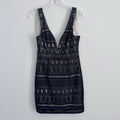 Ark & Co Lace Sheath Dress Navy Nude Lined V Neck Sleeveless Size S
