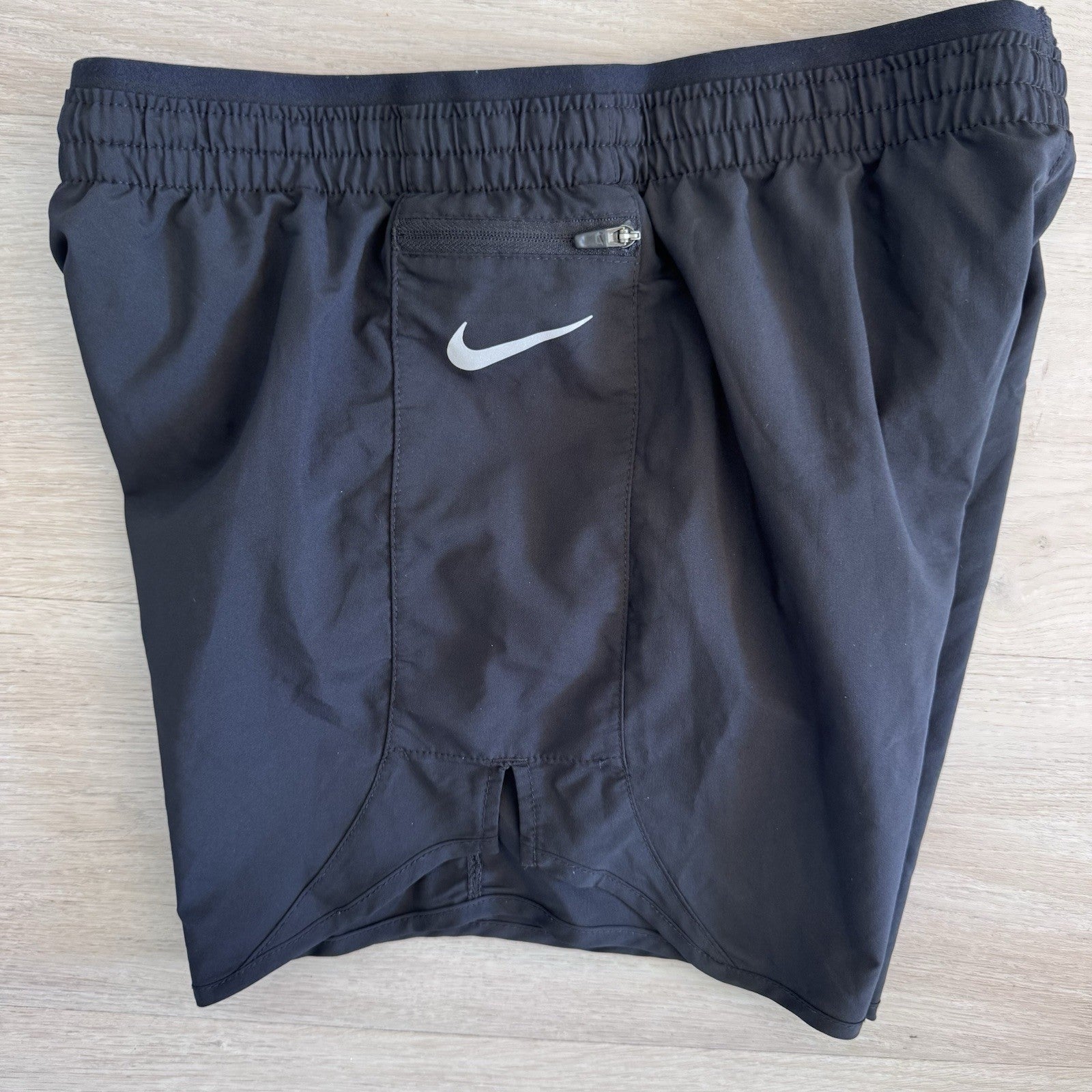 Nike Dri Fit Womens Running Shorts Black Lined Zip Pocket Size Small