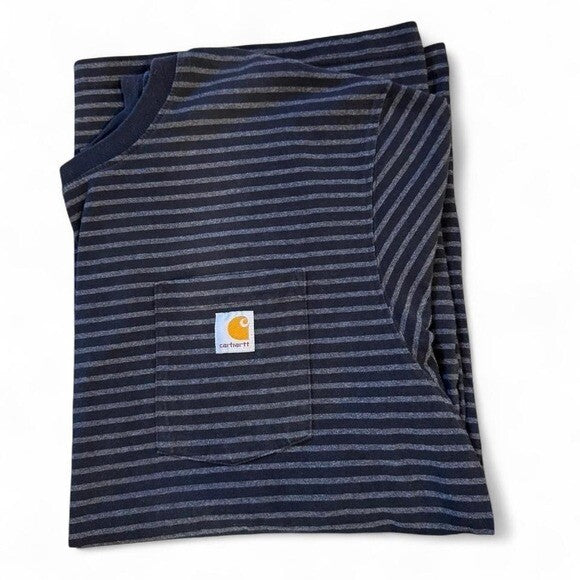 Carhartt Original Fit Striped Tee XL – Black/Grey Pocket T-Shirt