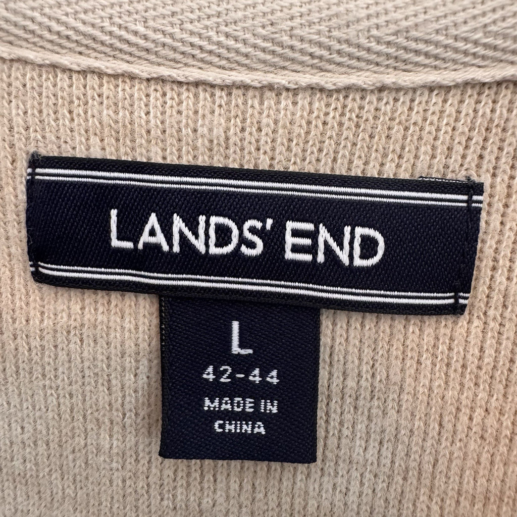 Lands' End Men’s Large Brown Drifter Quarter Zip Cotton Sweater Mock Neck