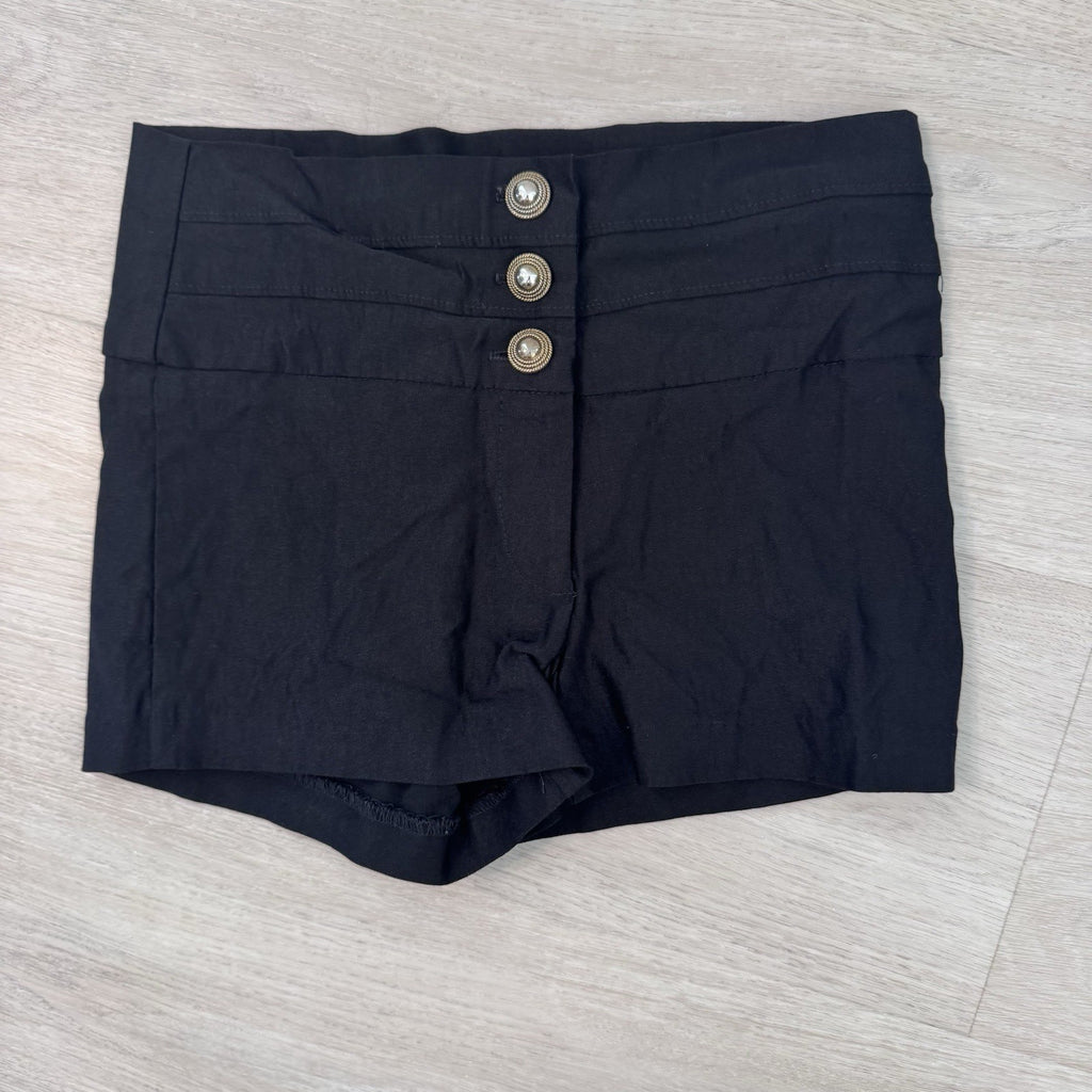 Body Central Black High Waist Sailor Shorts Gold Button Stretch Women’s S Y2K