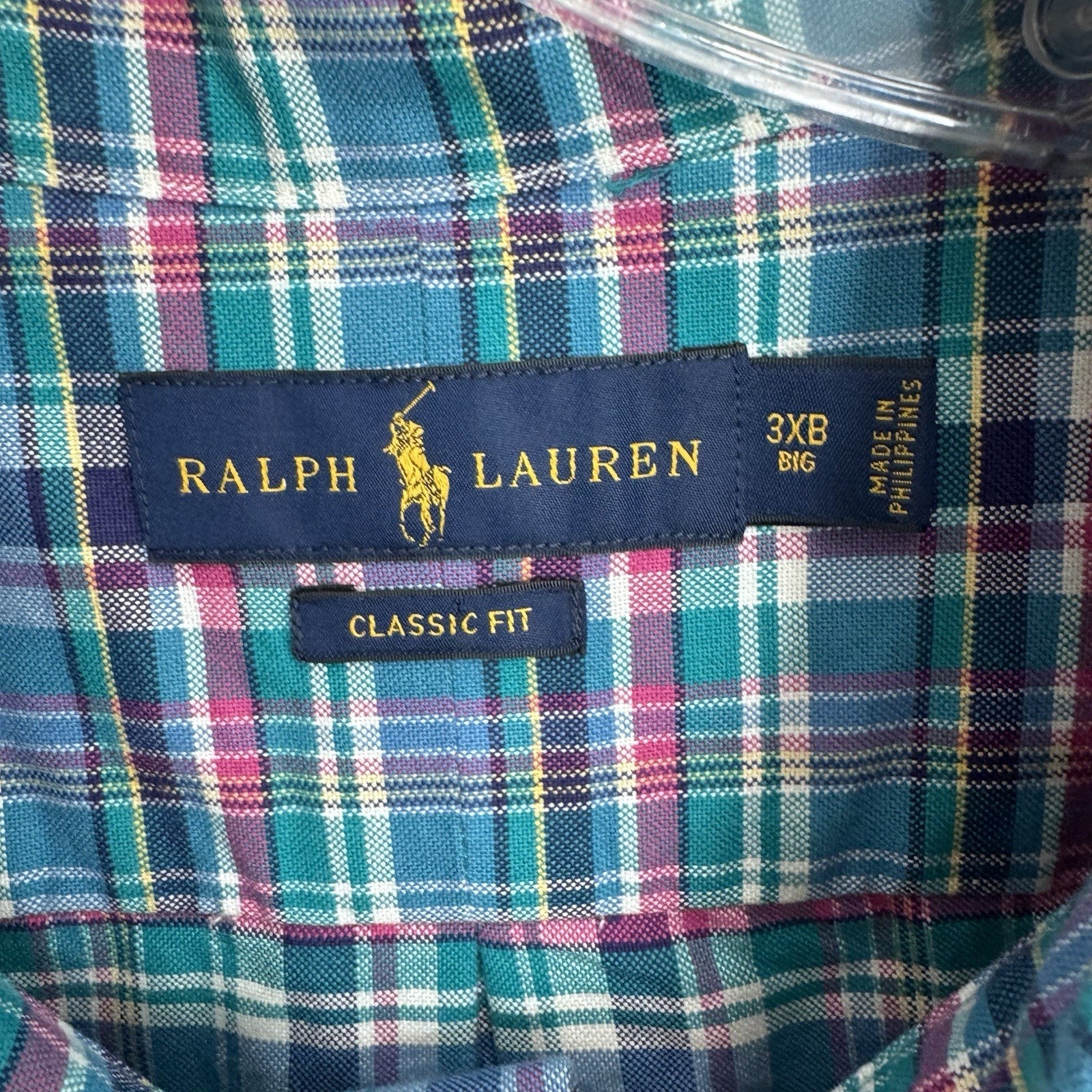 Ralph Lauren Classic Fit Plaid Button Down Shirt 3XB Big 100% Cotton NWT