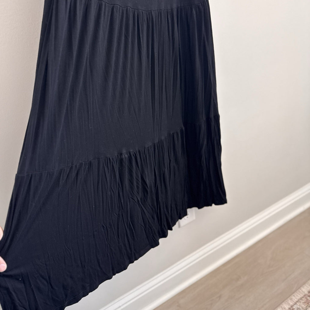 Pink Lily Women’s Black Tiered Maxi Dress - Size Large - Boho Chic