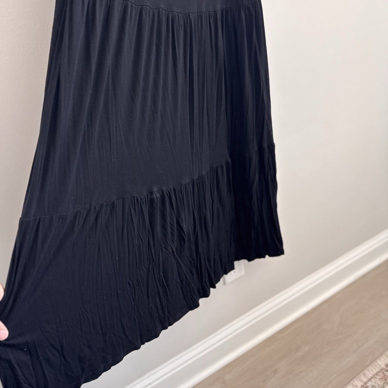 Pink Lily Women’s Black Tiered Maxi Dress - Size Large - Boho Chic