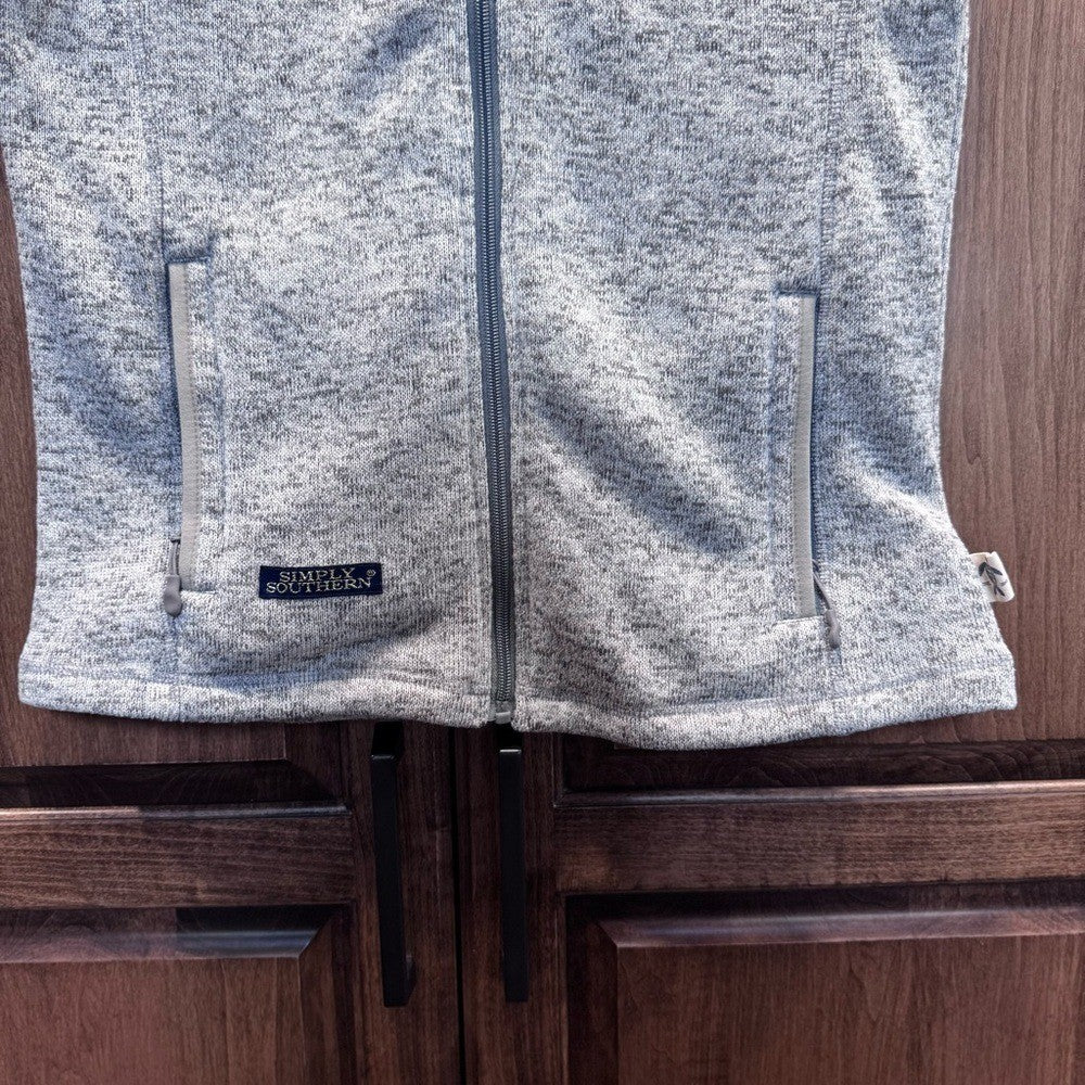 Simply Southern Gray Fleece Vest Women's Size S | Cozy Full Zip Outerwear