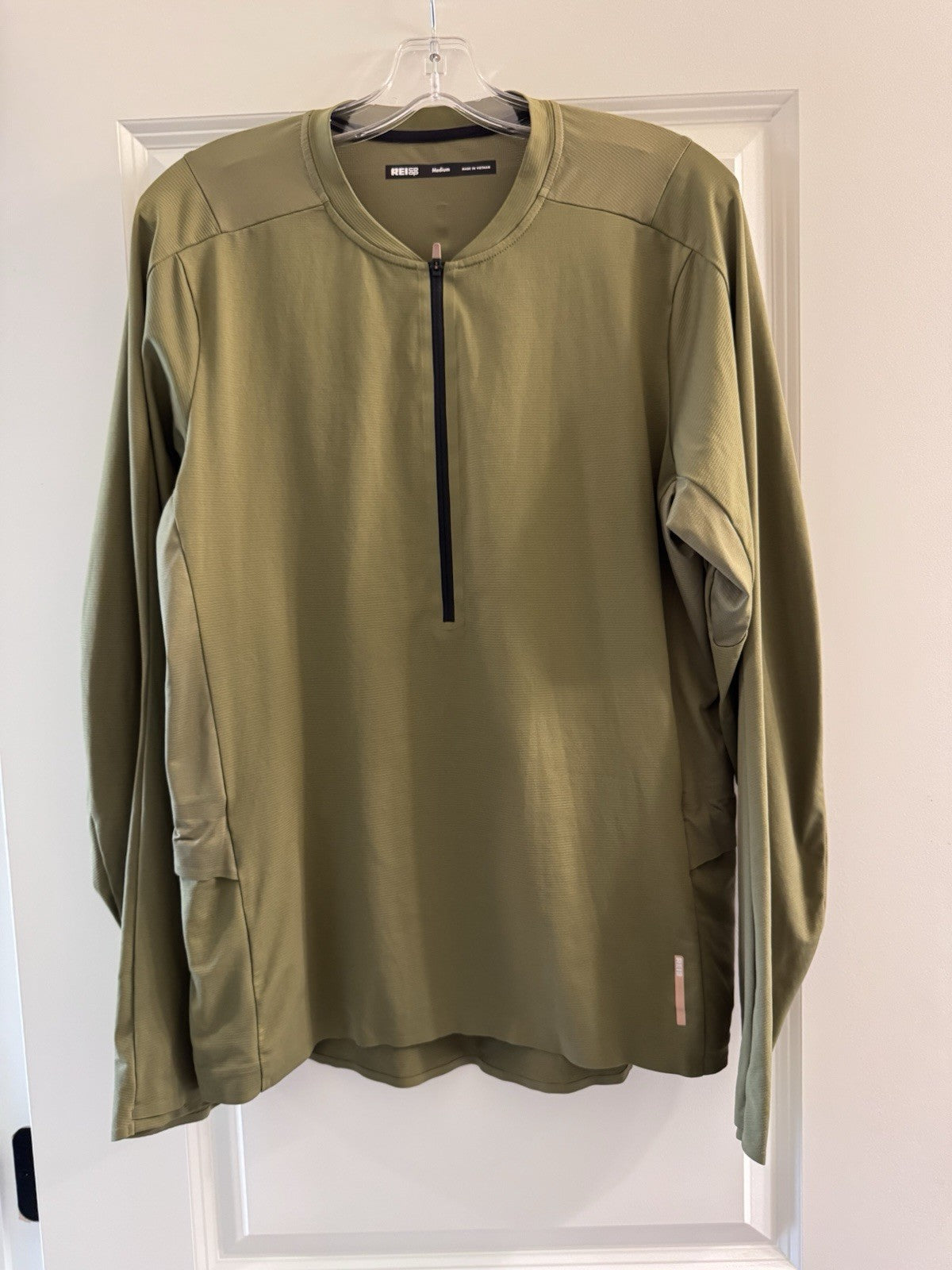 REI Co-op Men’s 1/4 Zip Pullover Olive Green Medium Lightweight Hiking Shirt