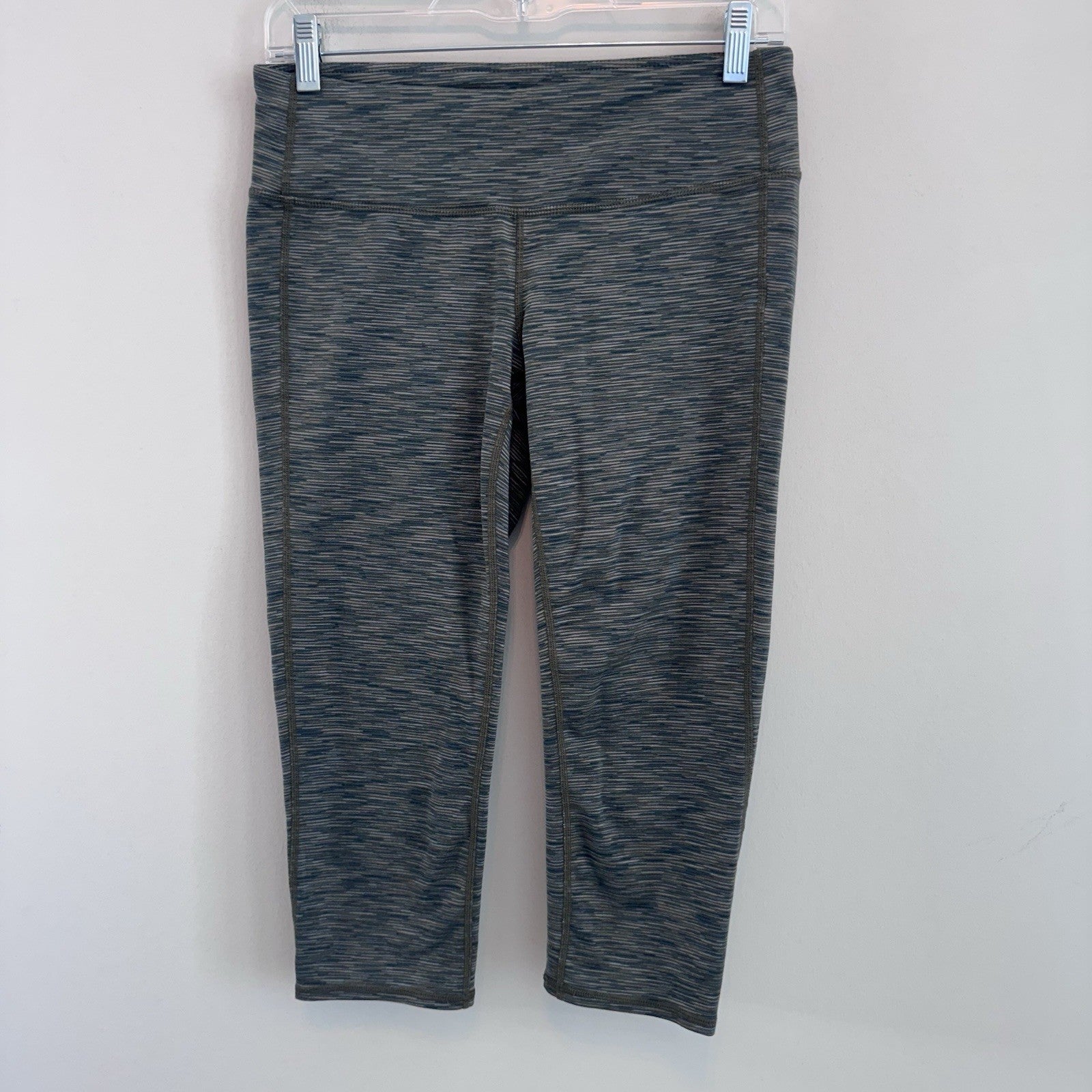 Athleta Capri Leggings Women Medium Gray Blue Space Dye Yoga Workout