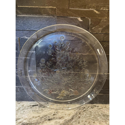 Vintage ColonyClear Glass Serving Christmas Tree Sandwich Cake Platter 13"