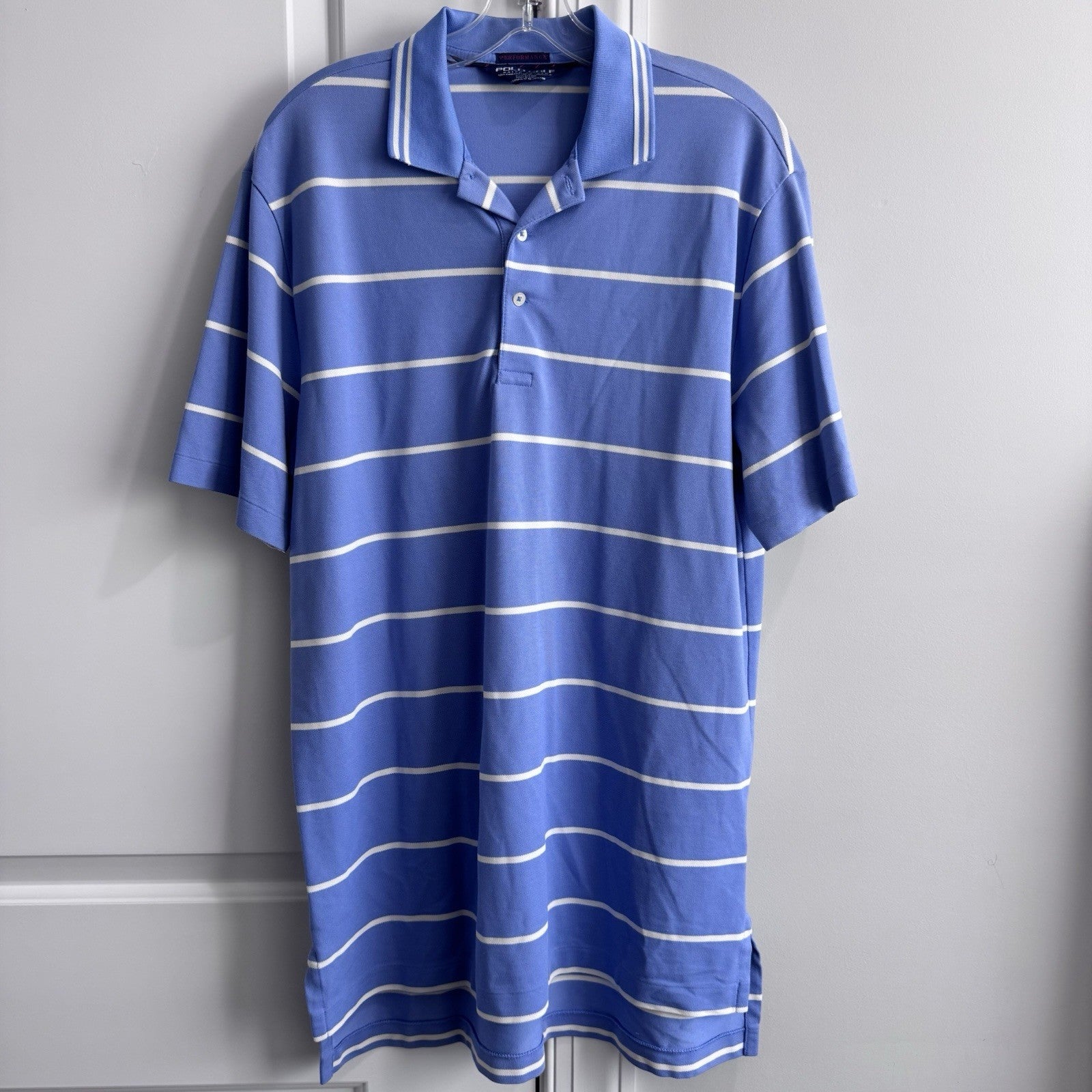 Polo Golf Ralph Lauren Performance Blue White Stripe Polo Shirt Men’s M