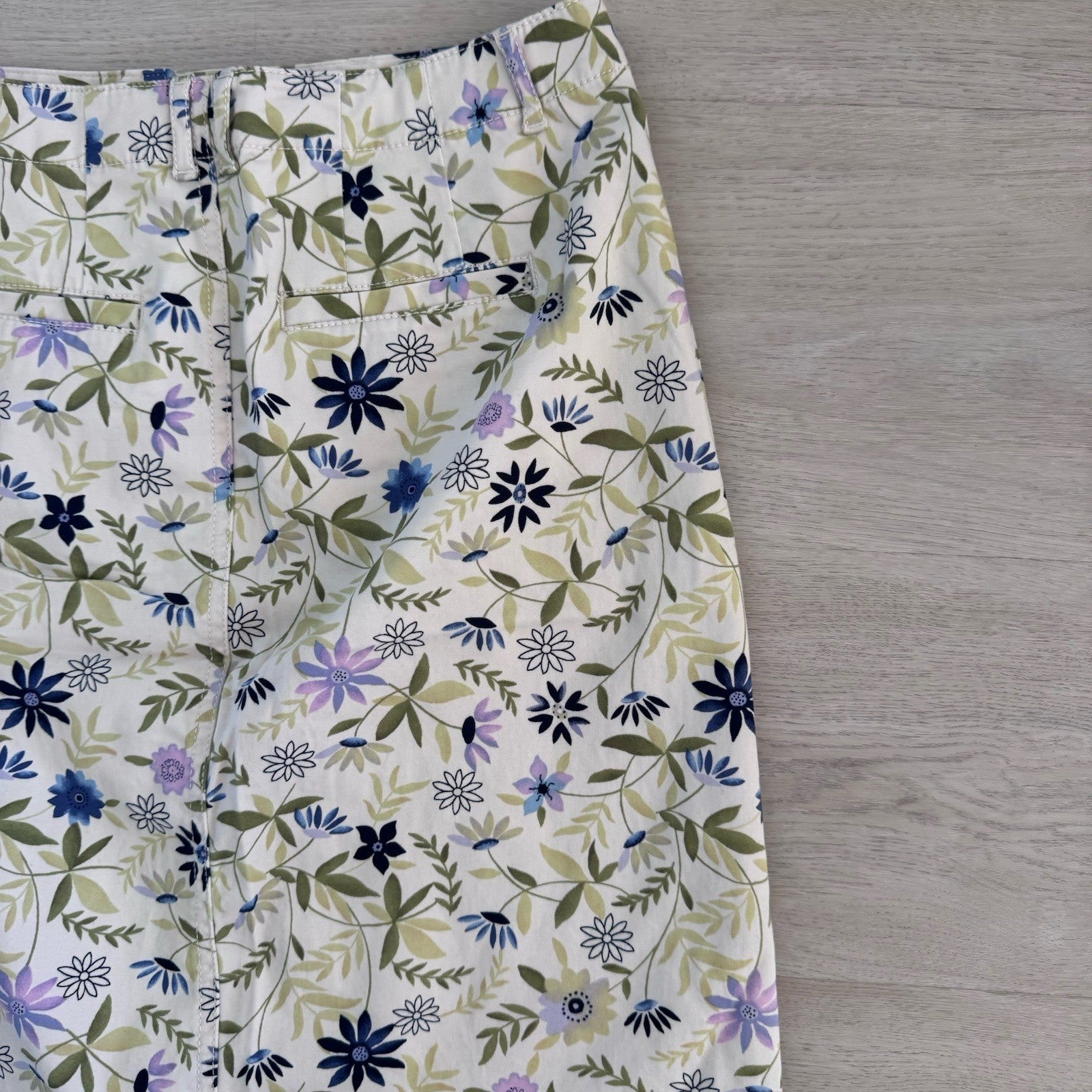 J Jill Women’s Live In Chino Floral Mini Skirt 2P Cotton Stretch
