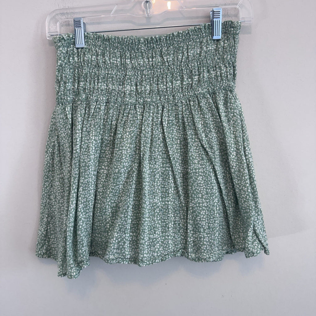 Abercrombie Kids Green Smocked Skort Size 13/14 Floral Boho Skirt