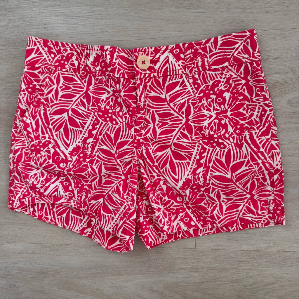 Lilly Pulitzer Women’s Pink White Tropical Print Shorts Size 4 Resort Callahan