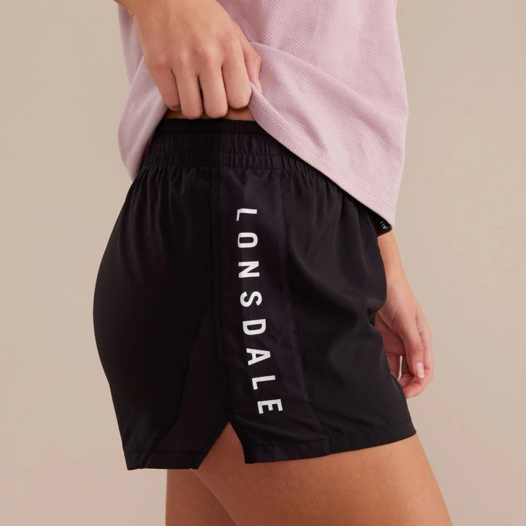 Lonsdale London Women’s Black Athletic Shorts Size 18 Logo Drawstring