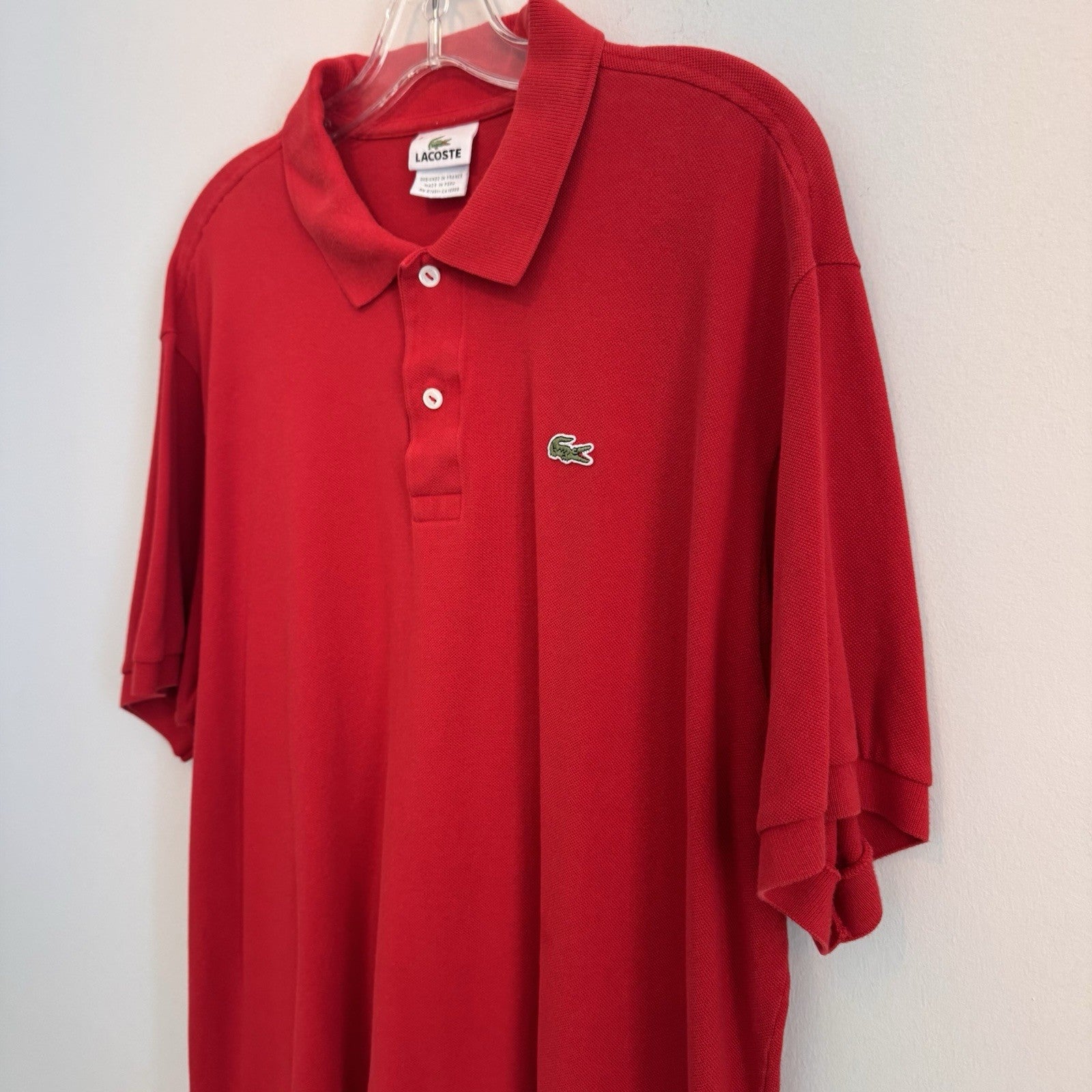 Lacoste Classic Pique Polo Shirt Men’s Size 8 Red XL / XXL Short Sleeve